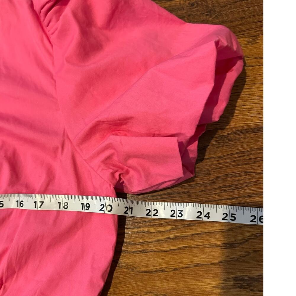 WAYF Puff Sleeve Cutout Mini Dress Hot Pink Women’s XL Cotton Statement Dress - Picture 8 of 10